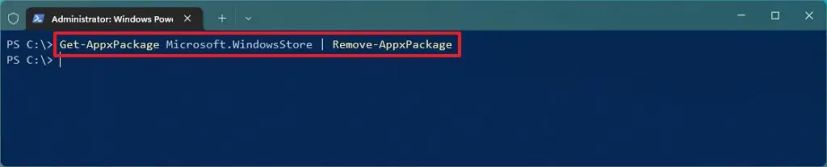 PowerShell: удаление Microsoft Store