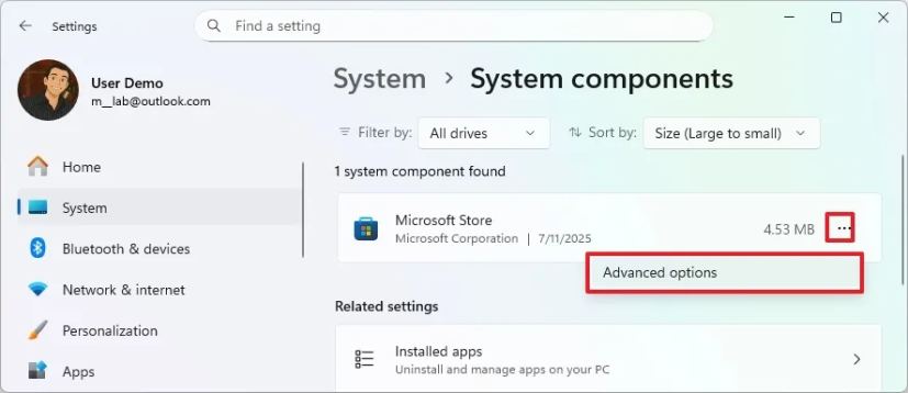 Расширенные параметры приложения Store