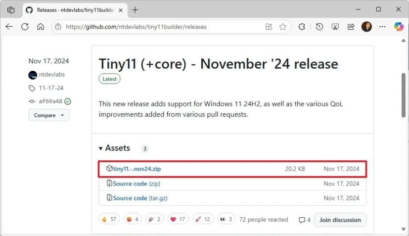 Скачивание Tiny11 Builder