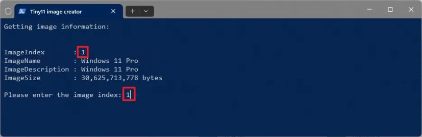 Выбор индекса редакции Windows