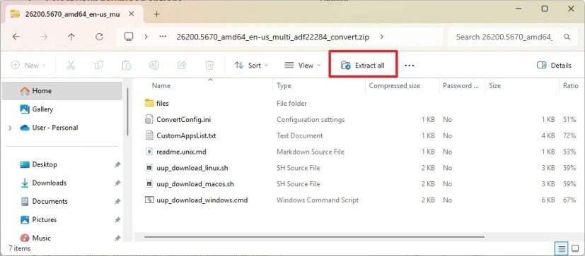 Извлечение скриптов UUP Dump