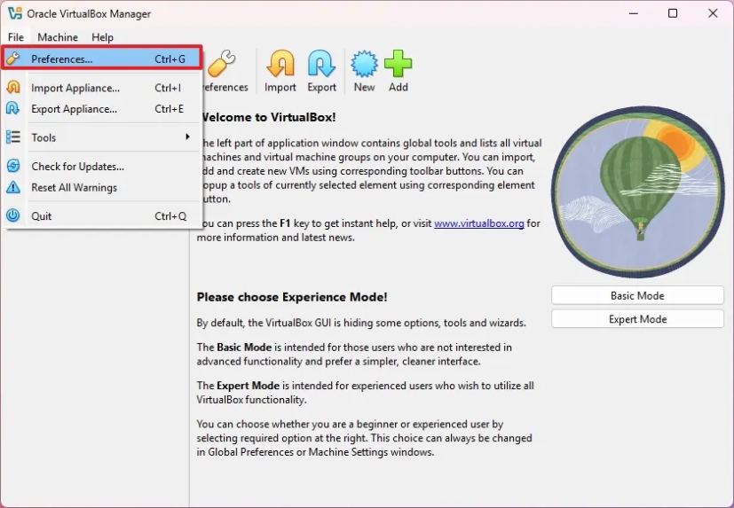 Настройки VirtualBox