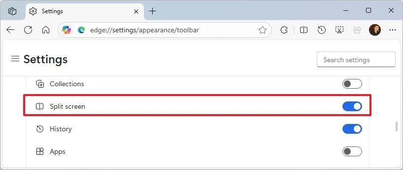 Включить Split screen в Microsoft Edge