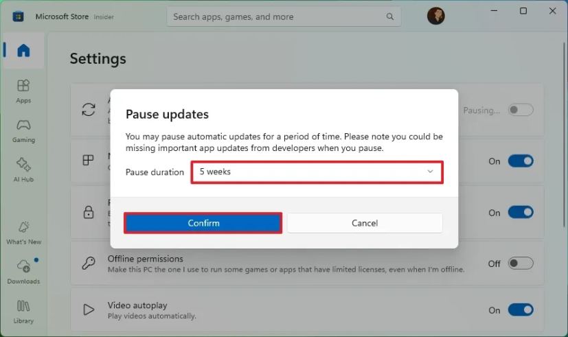 Приостановка обновлений Microsoft Store на 5 недель