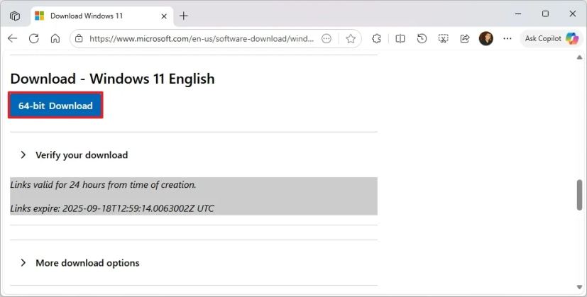 Windows 11 25H2 ISO x64 download