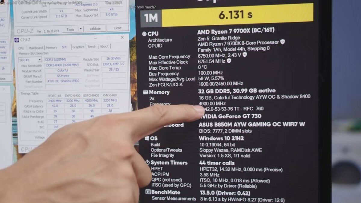Рекорды разгона, установленные на материнской плате Asus B850M AYW Gaming OC WiFi7.