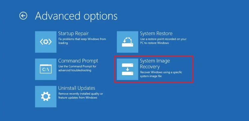 Advanced option System Image Recovery