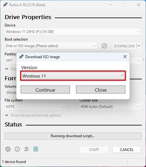 Rufus Windows 11 25H2 ISO download
