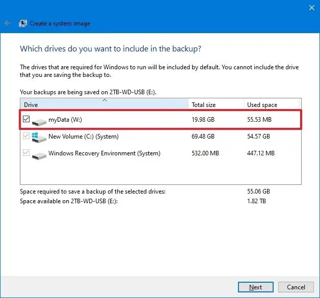 Backup additional drives