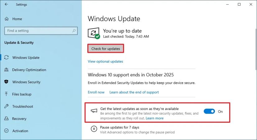 Windows 10 updates install manually