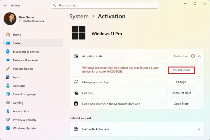 Activate after hardware change