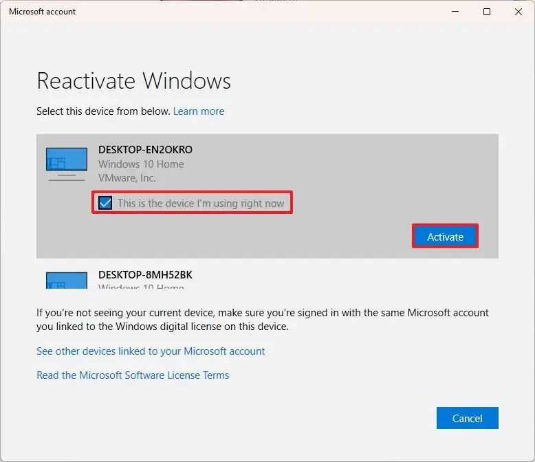 Reactivation hardware change