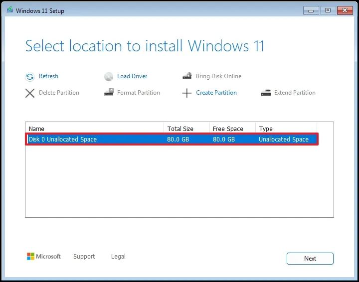 Чистая установка Windows 11 24H2 на неразмеченное пространство