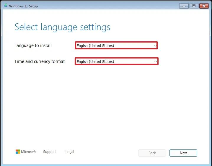 Опция выбора языка при установке Windows 11 24H2