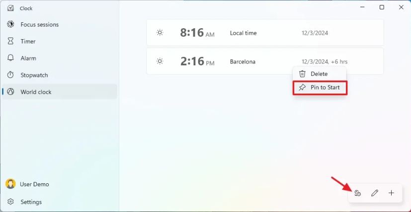 Clock time zone ping to Start