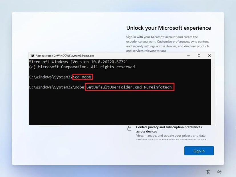 OOBE SetDefaultUserFolder.cmd command
