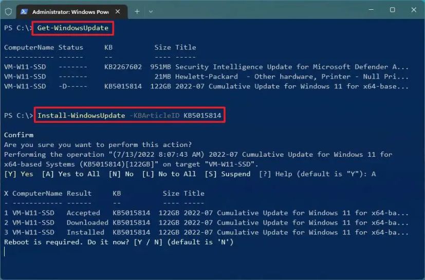 PowerShell install Windows 11 updates