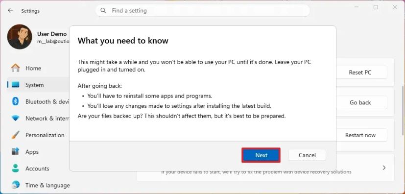 Информация об удалении Windows 11