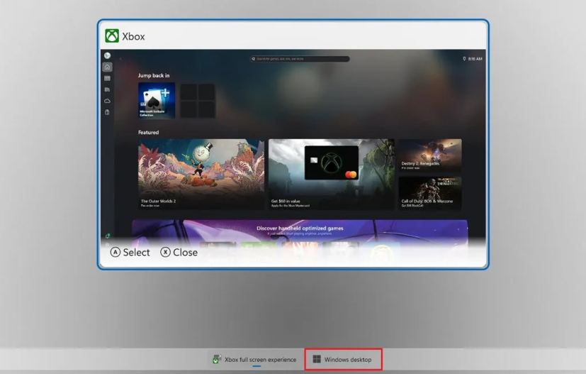 Switch Xbox full screen to Windows 11 desktop