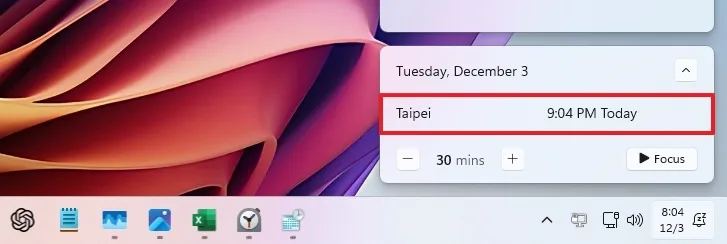 Taskbar with multiple clocks
