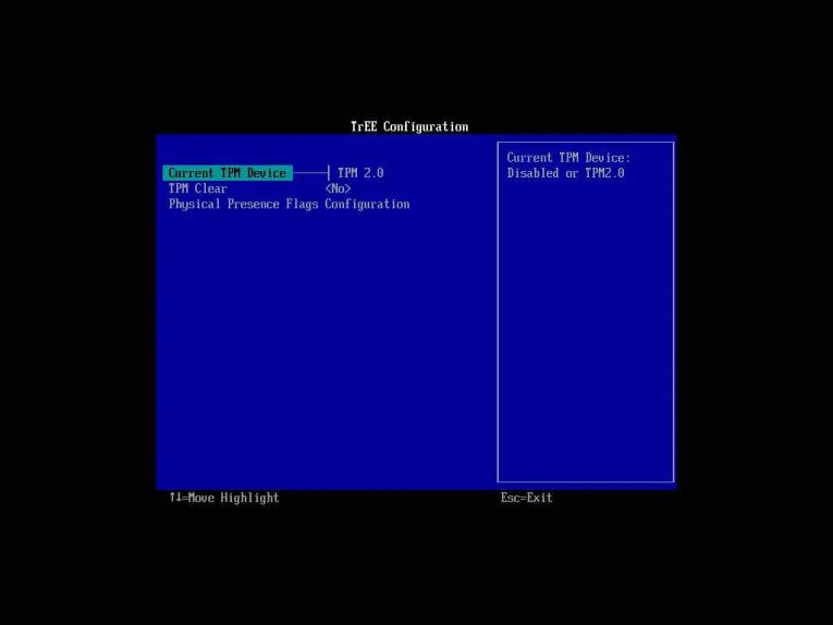 Enable TPM 2.0 on UEFI