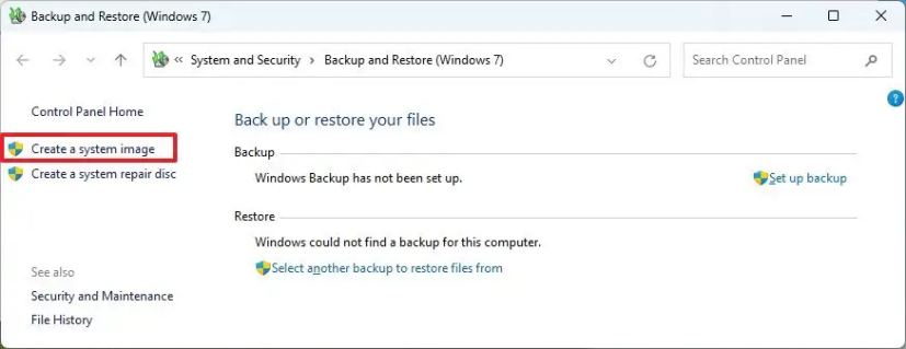 Create a system image option
