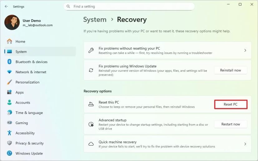 Xbox Ally factory reset option