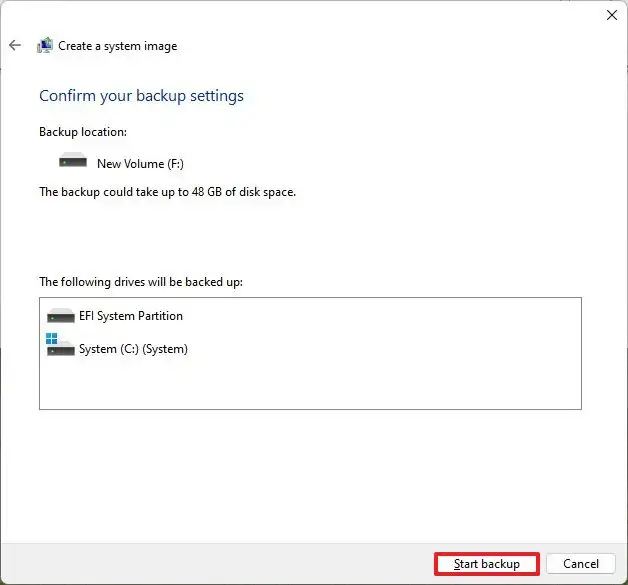 Windows 11 Start backup