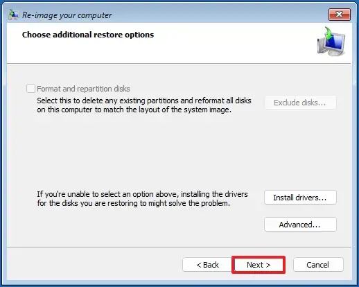 Restore backup additional settings