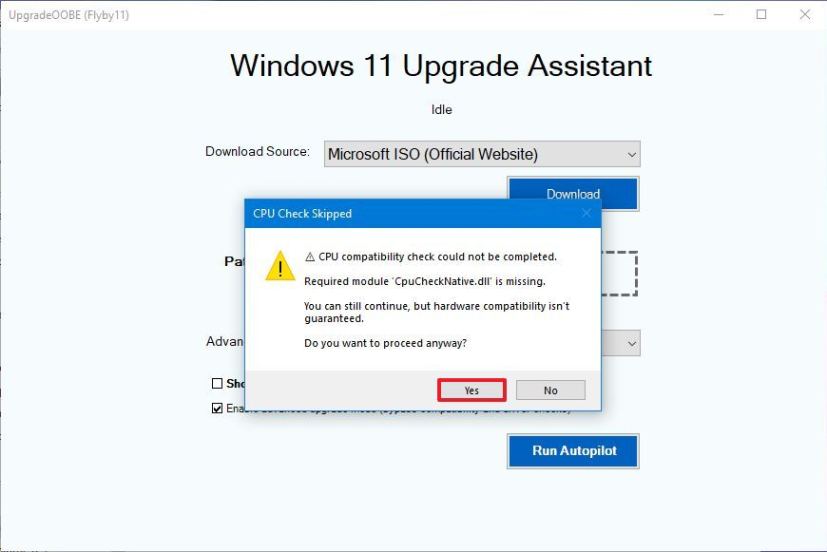 FlyOOBE proceed without CPU check