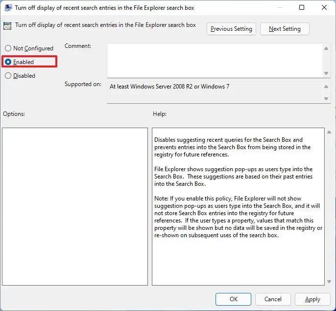 Windows 11 disable web results suggestions