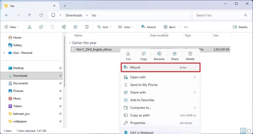 File Explorer mount Windows 11 Insider ISO