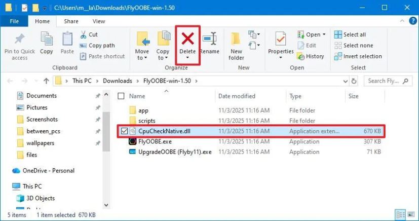 FlyOOBE delete CpuCheckNative.dll