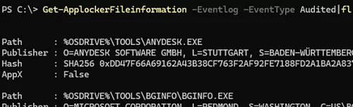 Get-ApplockerFileinformation - список событий