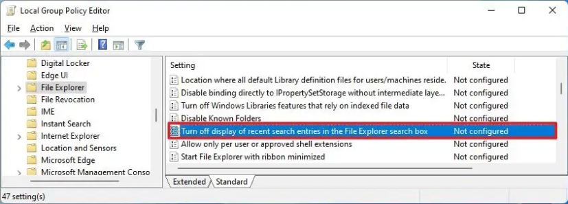File Explorer policies