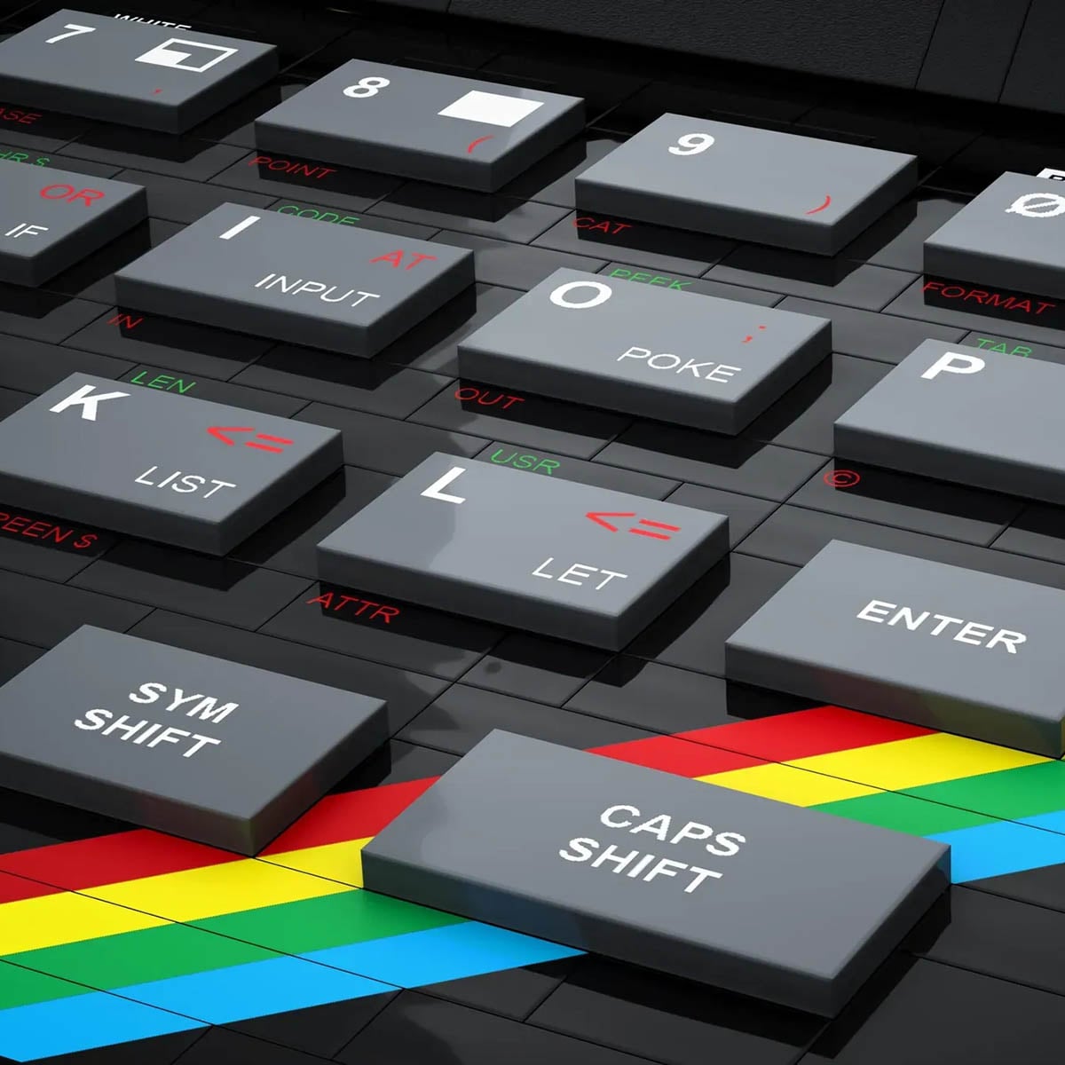 Клавиши LEGO ZX Spectrum крупным планом