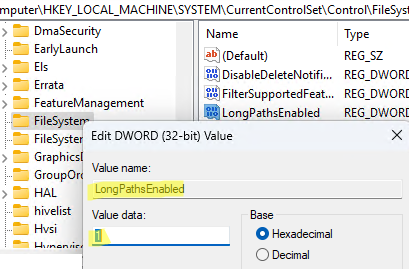 LongPathsEnabled — параметр реестра