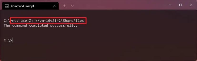Command Prompt map network drive