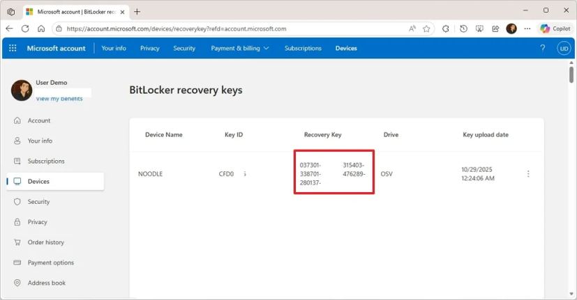 Ключи восстановления BitLocker