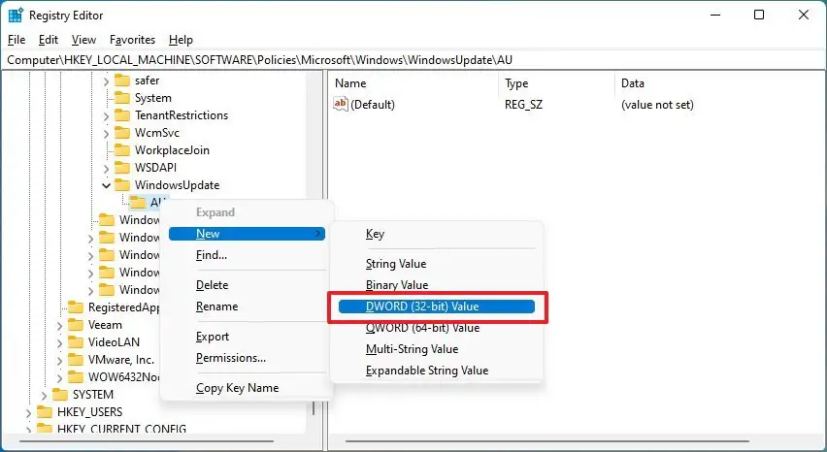 NoAutoUpdate registry key