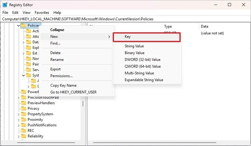 regedit create Paint key