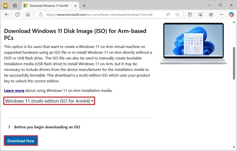 Windows 11 arm64 ISO download