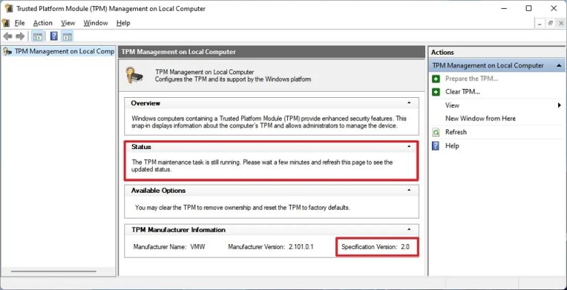 Trusted Platform Module Management console