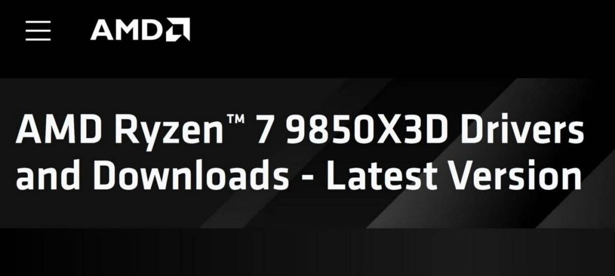 Страница драйверов AMD с упоминанием Ryzen 7 9850X3D