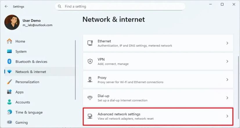 Advanced network settings
