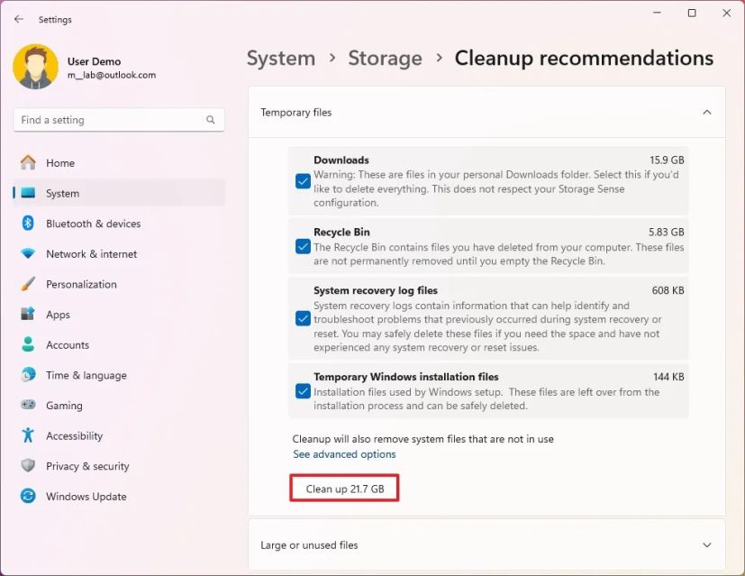 Cleanup temp files recommendations