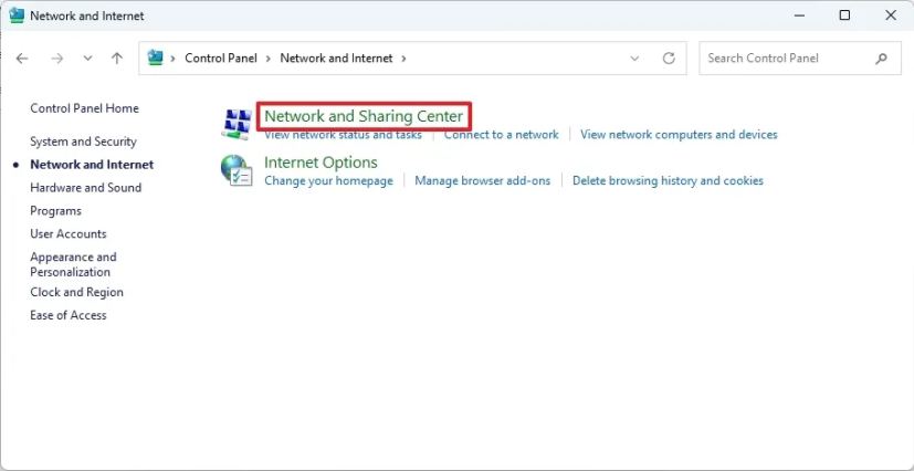 Network and Sharing Center