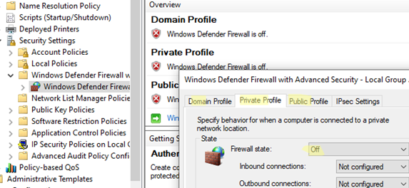 Disable firewall for a specific network profile via GPO