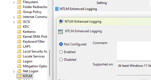 GPO option: NTLM Enhanced Logging 