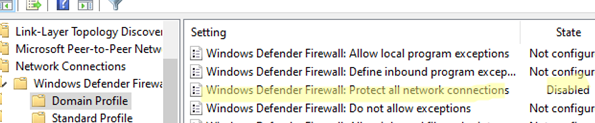 GPO option: Windows Firewall: Protect all network connections 
